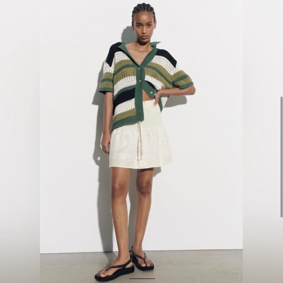 Zara Linen Blend Smocked Skirt M - Picture 3 of 16